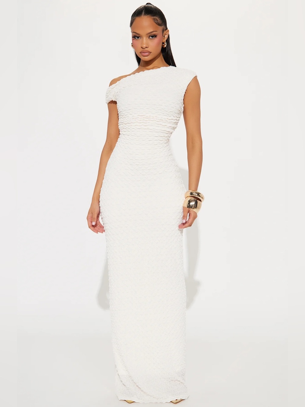 Elegant One-Shoulder White Maxi Dress